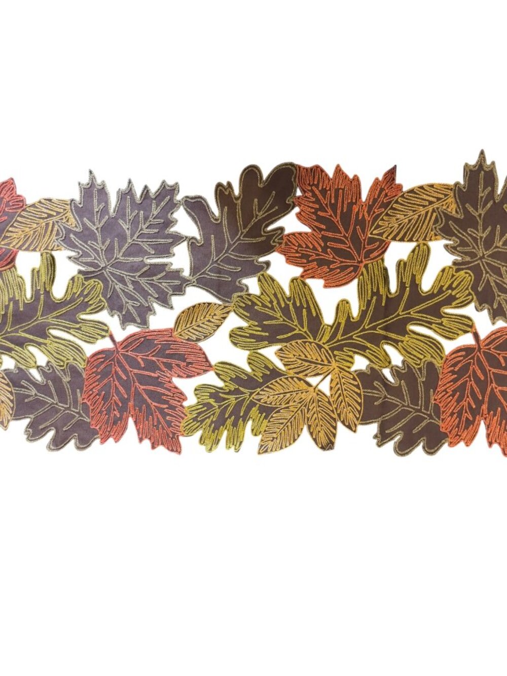 XIA Home Fashions Fall Leaves Embroidered Cutwork Table Runner Thanksgiving